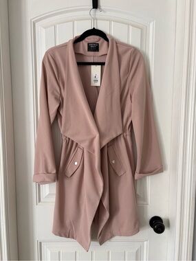 Streetwear Society Blush Pink Waterfall Front Draped Jacket